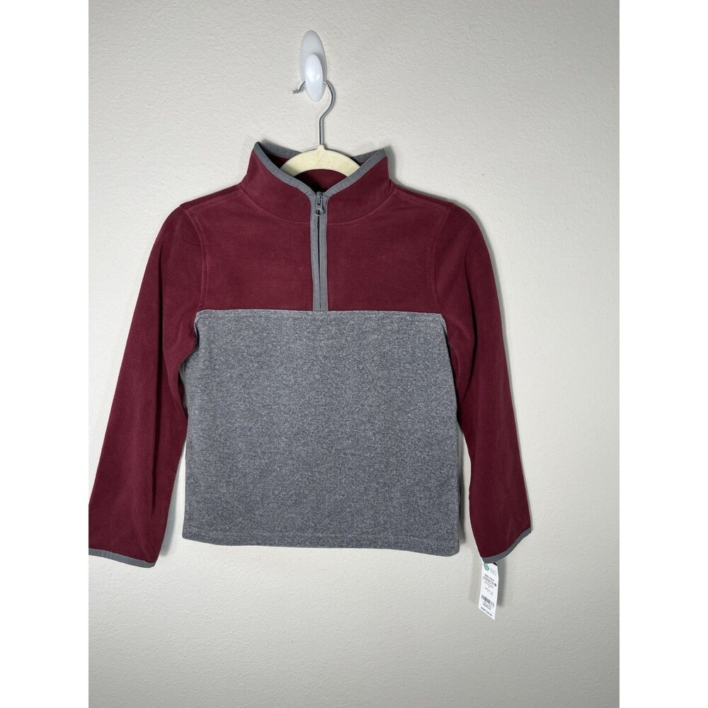 NWT Oshkosh b'gosh SZ 10 Red/Grey Long Sleeve Sweatshirt 1/4 Zip Boys